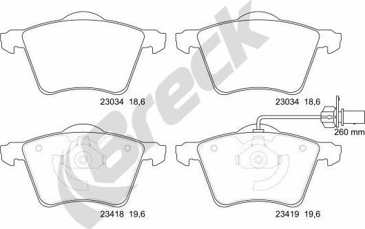 Breck 23418 00 703 10 - Комплект спирачно феродо, дискови спирачки vvparts.bg