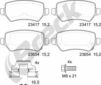 Breck 23417 00 704 10 - Комплект спирачно феродо, дискови спирачки vvparts.bg