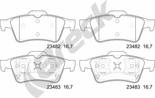 Breck 23482 00 702 00 - Комплект спирачно феродо, дискови спирачки vvparts.bg