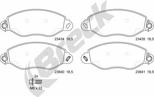 Breck 23434 00 703 10 - Комплект спирачно феродо, дискови спирачки vvparts.bg