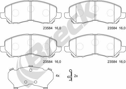 Breck 23584 00 701 00 - Комплект спирачно феродо, дискови спирачки vvparts.bg