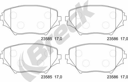 Breck 23585 00 701 00 - Комплект спирачно феродо, дискови спирачки vvparts.bg