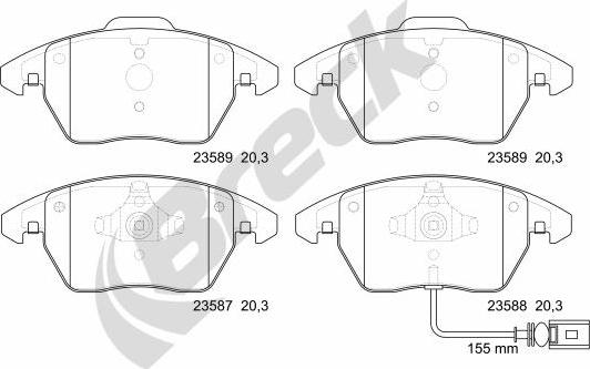 Breck 23587 00 701 10 - Комплект спирачно феродо, дискови спирачки vvparts.bg