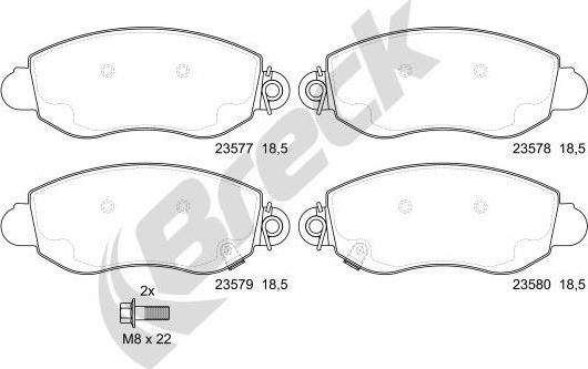 Breck 23577 00 703 10 - Комплект спирачно феродо, дискови спирачки vvparts.bg