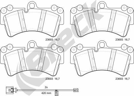 Breck 23693 00 553 00 - Комплект спирачно феродо, дискови спирачки vvparts.bg