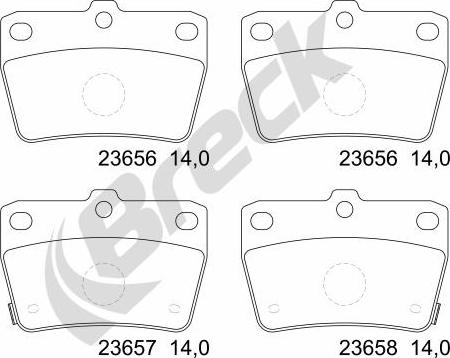 Breck 23656 00 702 10 - Комплект спирачно феродо, дискови спирачки vvparts.bg