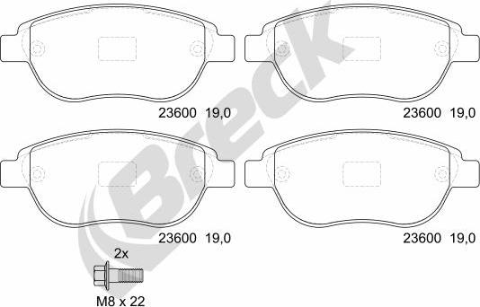 Breck 23600 00 701 00 - Комплект спирачно феродо, дискови спирачки vvparts.bg