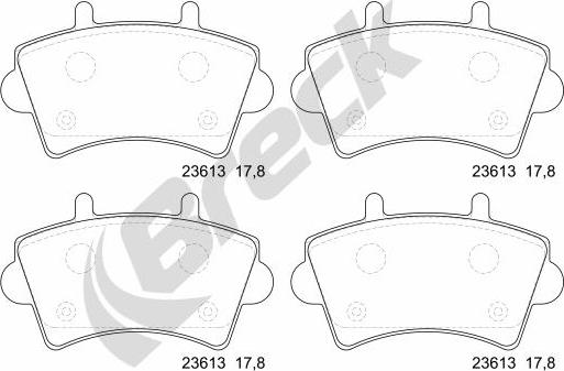 Breck 23613 00 703 00 - Комплект спирачно феродо, дискови спирачки vvparts.bg