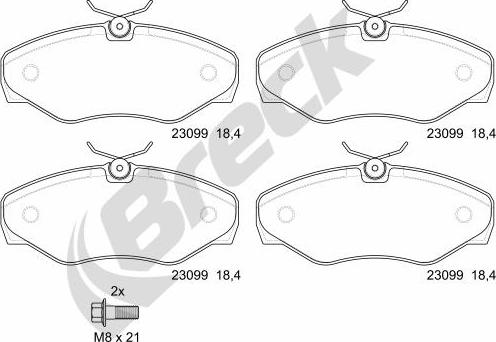 Breck 23099 00 703 00 - Комплект спирачно феродо, дискови спирачки vvparts.bg