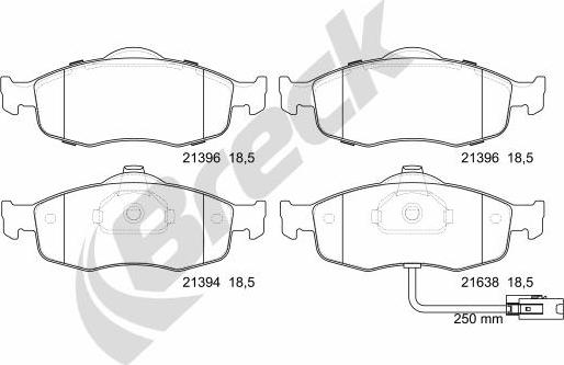 Breck 23071 00 701 10 - Комплект спирачно феродо, дискови спирачки vvparts.bg