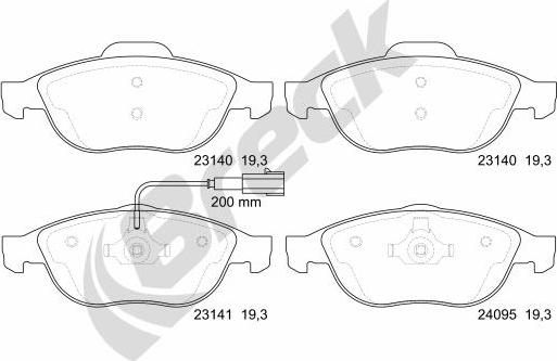 Breck 23141 00 701 10 - Комплект спирачно феродо, дискови спирачки vvparts.bg