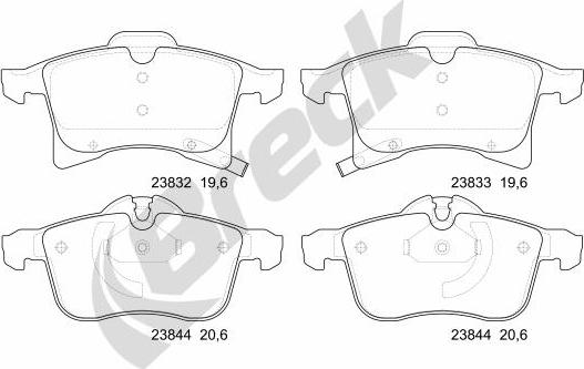 Breck 23832 00 702 10 - Комплект спирачно феродо, дискови спирачки vvparts.bg