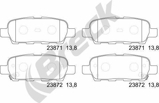 Breck 23871 00 702 10 - Комплект спирачно феродо, дискови спирачки vvparts.bg