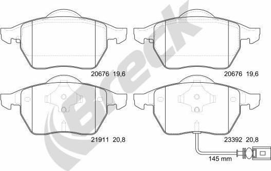 Breck 23392 00 701 10 - Комплект спирачно феродо, дискови спирачки vvparts.bg