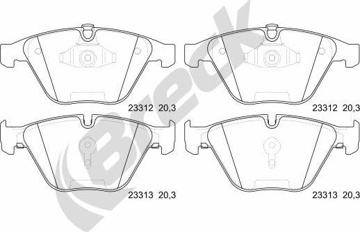 Breck 23312 00 551 20 - Комплект спирачно феродо, дискови спирачки vvparts.bg