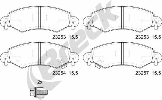 Breck 23253 00 702 10 - Комплект спирачно феродо, дискови спирачки vvparts.bg