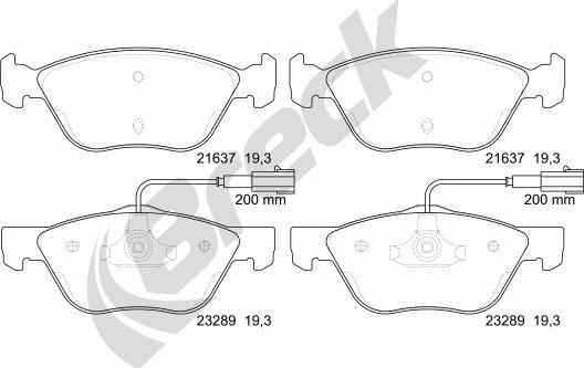 Breck 23289 00 701 10 - Комплект спирачно феродо, дискови спирачки vvparts.bg