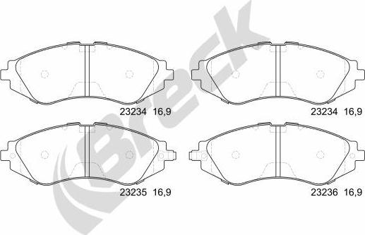 Breck 23234 00 701 10 - Комплект спирачно феродо, дискови спирачки vvparts.bg