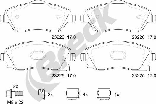 Breck 23225 00 702 10 - Комплект спирачно феродо, дискови спирачки vvparts.bg