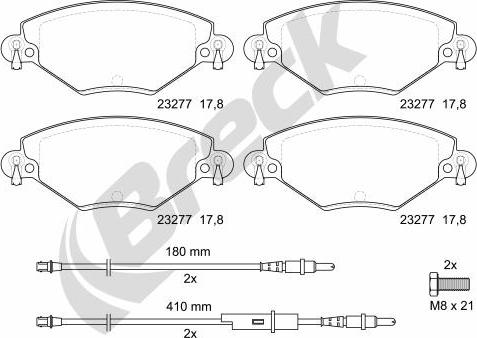 Breck 23277 00 701 10 - Комплект спирачно феродо, дискови спирачки vvparts.bg