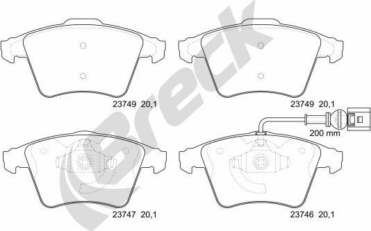 Breck 23746 10 703 10 - Комплект спирачно феродо, дискови спирачки vvparts.bg