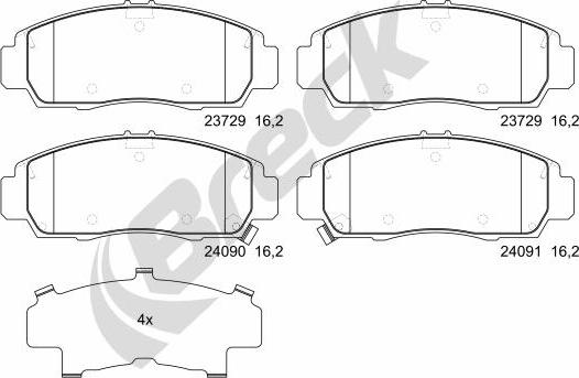 Breck 23729 00 701 00 - Комплект спирачно феродо, дискови спирачки vvparts.bg