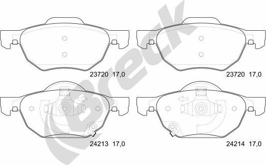 Breck 23720 00 701 10 - Комплект спирачно феродо, дискови спирачки vvparts.bg