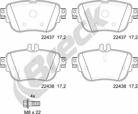 Breck 22437 00 702 00 - Комплект спирачно феродо, дискови спирачки vvparts.bg