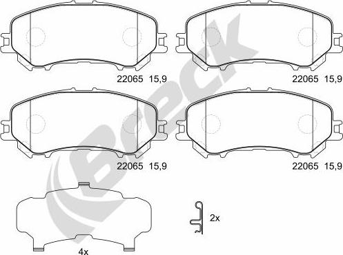 Breck 22065 00 701 10 - Комплект спирачно феродо, дискови спирачки vvparts.bg