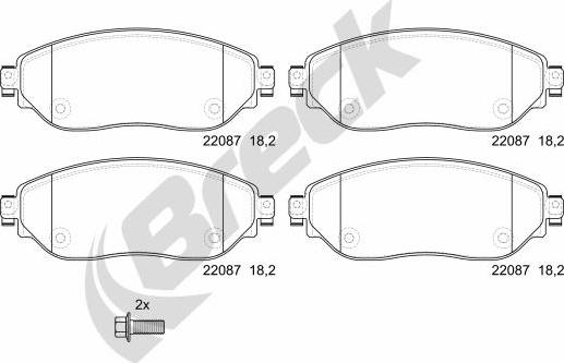 Breck 22087 00 703 00 - Комплект спирачно феродо, дискови спирачки vvparts.bg