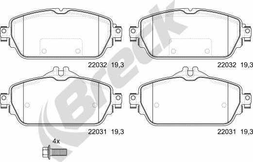 Breck 22031 00 701 10 - Комплект спирачно феродо, дискови спирачки vvparts.bg