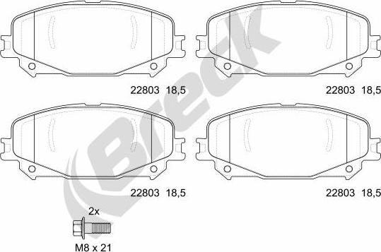 Breck 22803 00 701 00 - Комплект спирачно феродо, дискови спирачки vvparts.bg