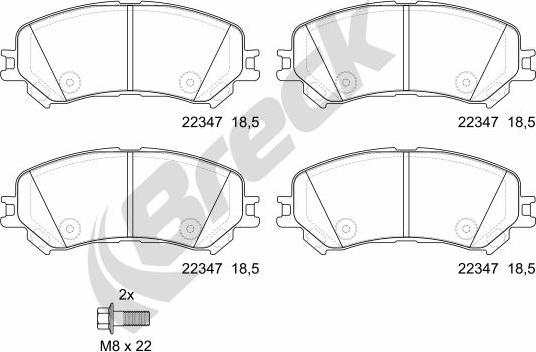 Breck 22347 00 701 00 - Комплект спирачно феродо, дискови спирачки vvparts.bg