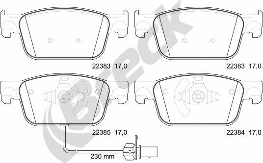 Breck 22383 00 551 00 - Комплект спирачно феродо, дискови спирачки vvparts.bg