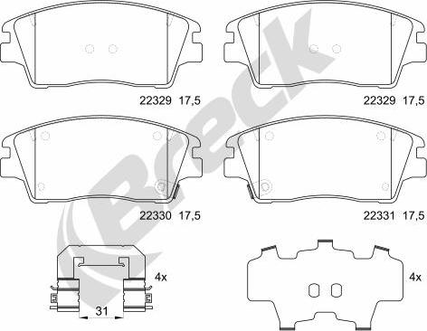 Breck 22329 00 701 00 - Комплект спирачно феродо, дискови спирачки vvparts.bg