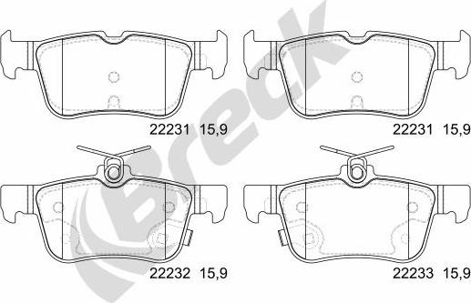 Breck 22231 00 702 00 - Комплект спирачно феродо, дискови спирачки vvparts.bg