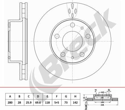 Breck BR 452 VA100 - Спирачен диск vvparts.bg