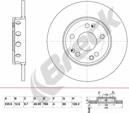 Breck BR 010 SA100 - Спирачен диск vvparts.bg