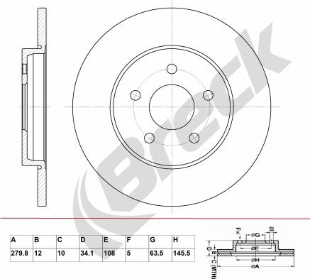 Breck BR 025 SA100 - Спирачен диск vvparts.bg