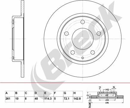 Breck BR 022 SA100 - Спирачен диск vvparts.bg