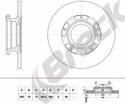 Breck BR 073 SA100 - Спирачен диск vvparts.bg