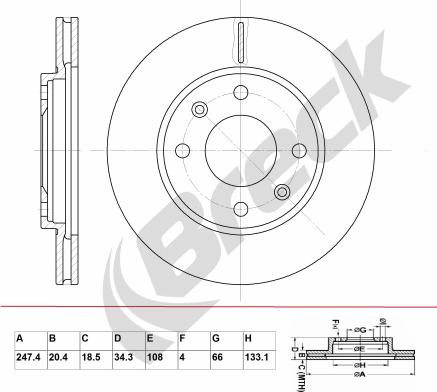 Breck BR 343 VA100 - Спирачен диск vvparts.bg