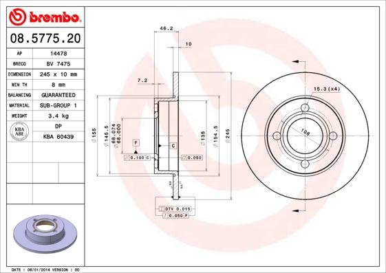 Breco BS 7475 - Спирачен диск vvparts.bg