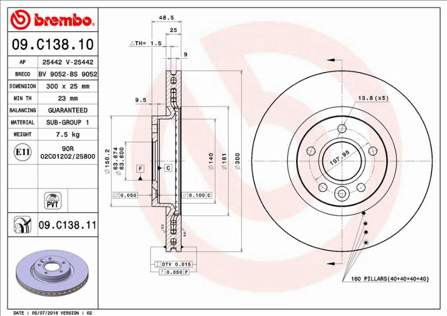 Breco BV 9052 - Спирачен диск vvparts.bg