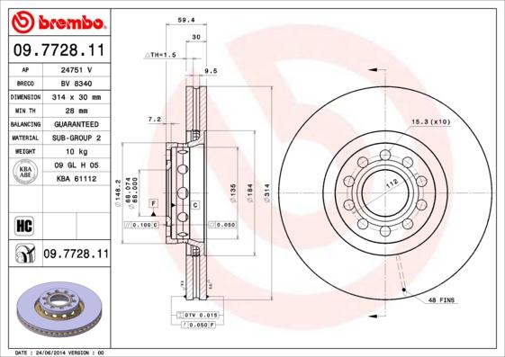 Breco BV 8340 - Спирачен диск vvparts.bg