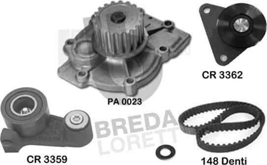 Breda Lorett KPA0401A - Водна помпа+ к-кт ангренажен ремък vvparts.bg