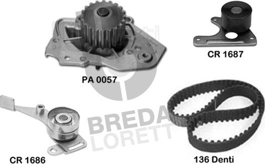 Breda Lorett KPA0116B - Водна помпа+ к-кт ангренажен ремък vvparts.bg