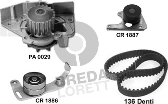 Breda Lorett KPA0123A - Водна помпа+ к-кт ангренажен ремък vvparts.bg