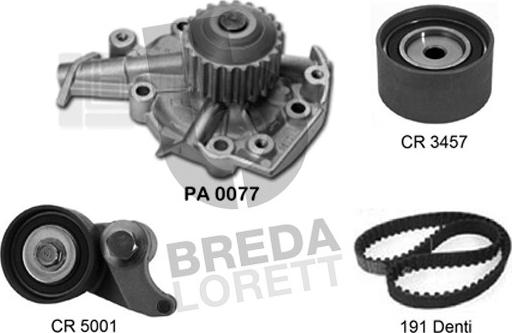 Breda Lorett KPA0206A - Водна помпа+ к-кт ангренажен ремък vvparts.bg