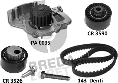 Breda Lorett KPA0778A - Водна помпа+ к-кт ангренажен ремък vvparts.bg